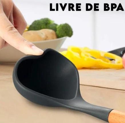 Kit Jogo 12 Peças Utensílios de Cozinha Silicone e Antiaderente